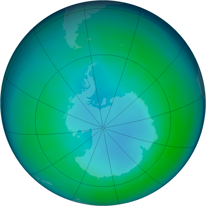 Antarctic ozone map for May 2007